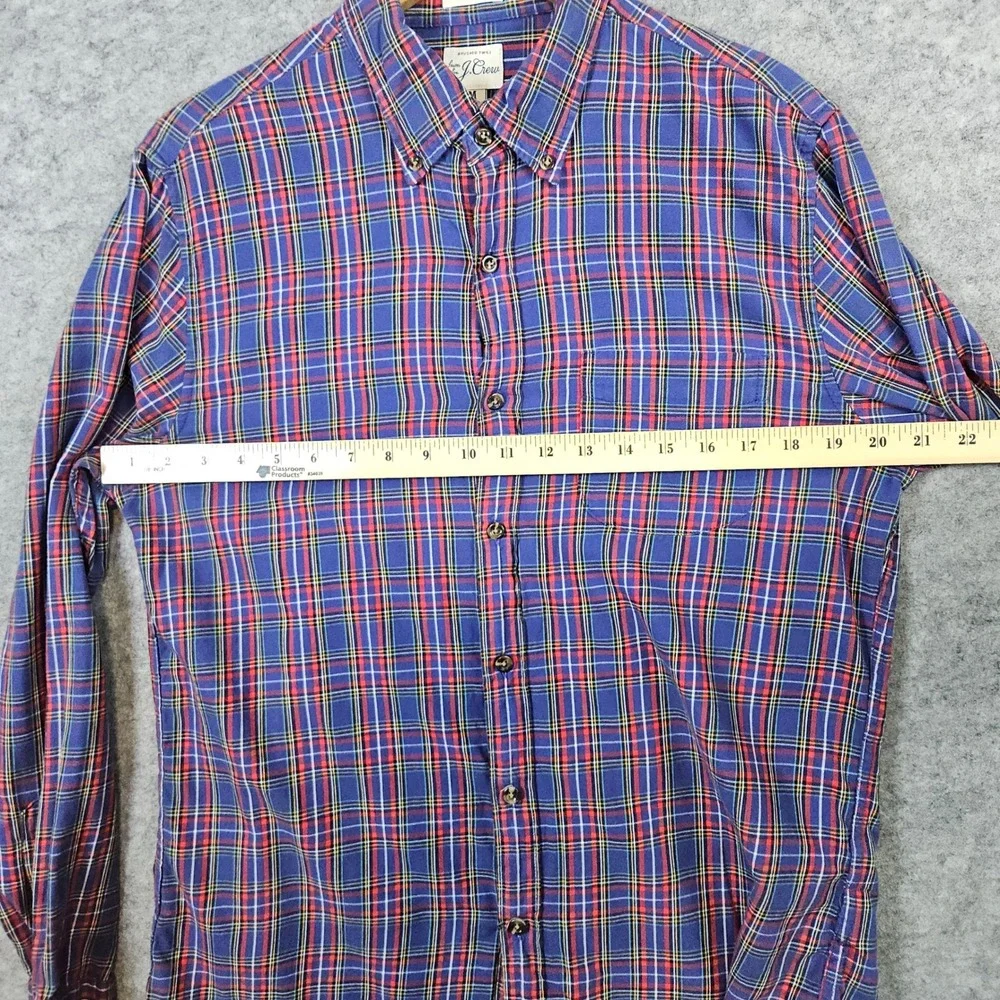 J Crew Men's Blue & Red Plaid Brushed Twill Shirt Size M Slim Fit‎ 100% Cotton